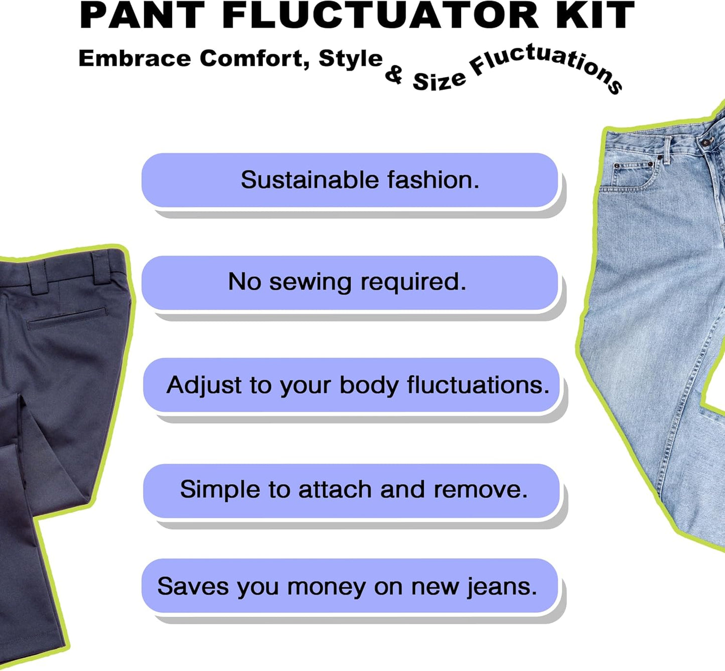 Adjustable Waist Extender and Tightener Kit for Jeans and Pants – Includes Elastic Stretch Buttons and Snap Pins for Maternity, Bloating, and No-Sew Waistband Solutions for Men and Women