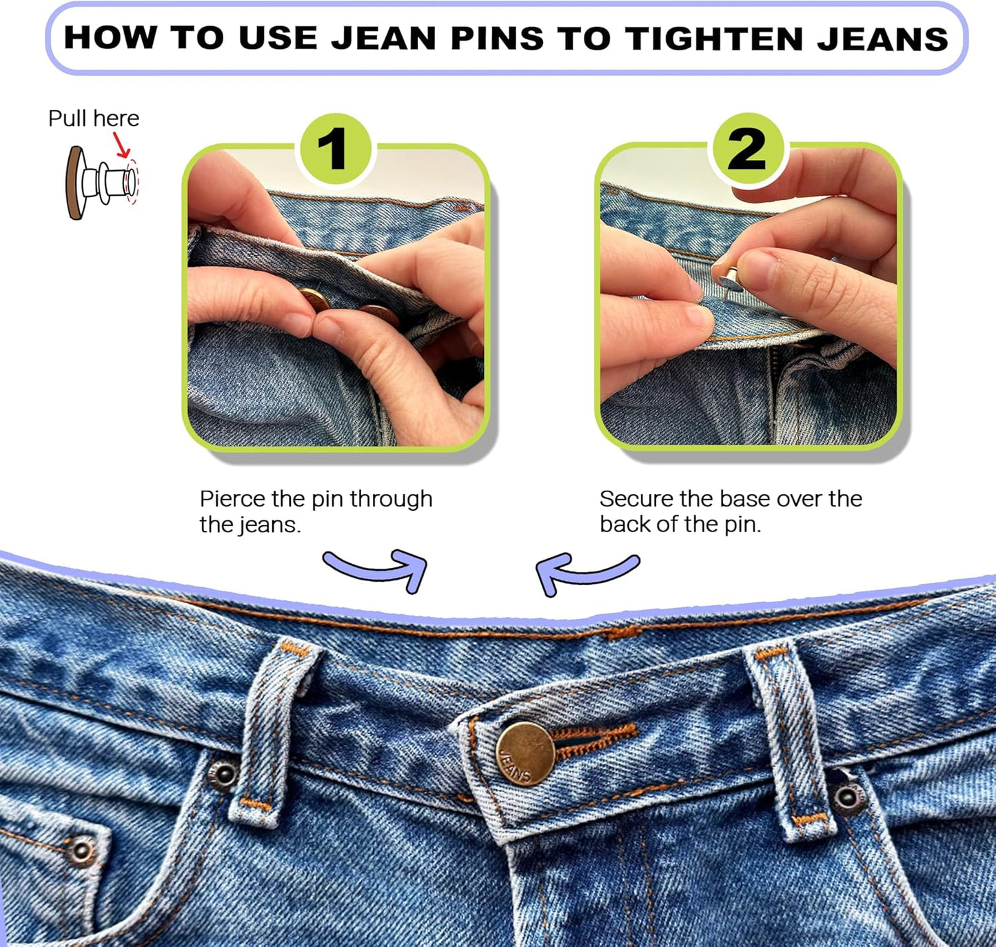 Adjustable Waist Extender and Tightener Kit for Jeans and Pants – Includes Elastic Stretch Buttons and Snap Pins for Maternity, Bloating, and No-Sew Waistband Solutions for Men and Women