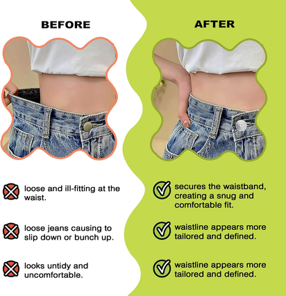 Adjustable Waist Extender and Tightener Kit for Jeans and Pants – Includes Elastic Stretch Buttons and Snap Pins for Maternity, Bloating, and No-Sew Waistband Solutions for Men and Women