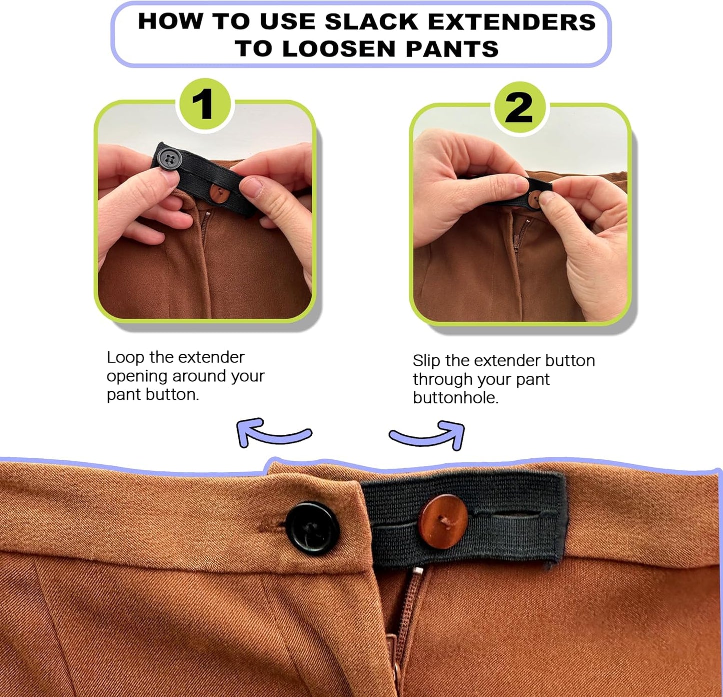 Adjustable Waist Extender and Tightener Kit for Jeans and Pants – Includes Elastic Stretch Buttons and Snap Pins for Maternity, Bloating, and No-Sew Waistband Solutions for Men and Women