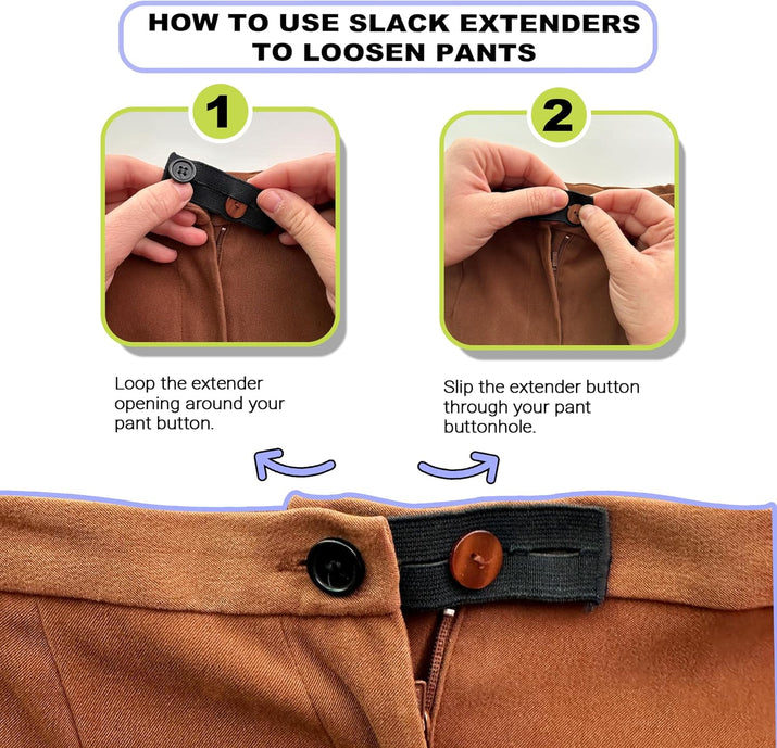 Adjustable Waist Extender and Tightener Kit for Jeans and Pants – Includes Elastic Stretch Buttons and Snap Pins for Maternity, Bloating, and No-Sew Waistband Solutions for Men and Women