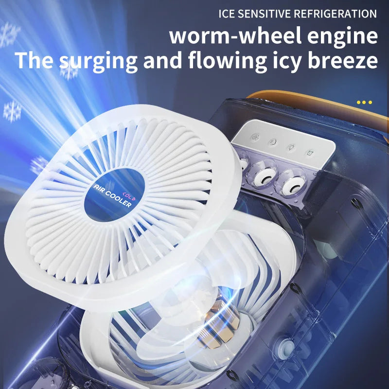 High Quality Mini Water Air Cooler Mist Fan 3000 MAh/5000 MAh Rechargeable 3 Wind Speeds Worm-wheel Engine Air Cooling