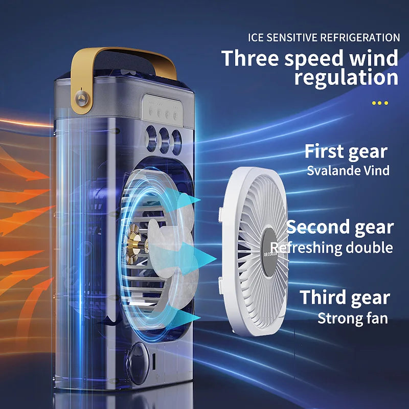 High Quality Mini Water Air Cooler Mist Fan 3000 MAh/5000 MAh Rechargeable 3 Wind Speeds Worm-wheel Engine Air Cooling