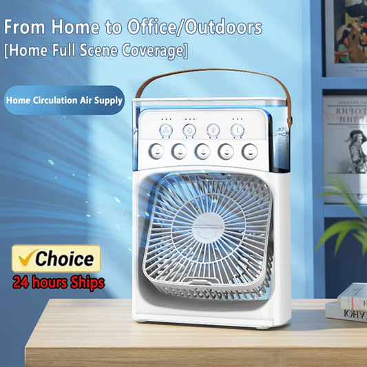Lumina Terra™ BreezeGlow 3-in-1 – Portable Air Cooler, Humidifier & LED Night Fan for Home & Office